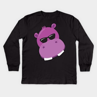 Cool Hippo Face Kids Long Sleeve T-Shirt